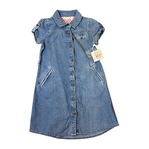 Red Camel Girls Chambray Cotton Denim Shirt Dress Size Large NWT